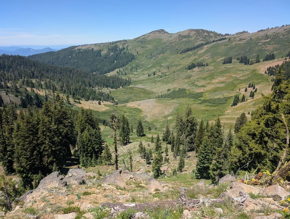 Haute prairie entourée de versants boisés